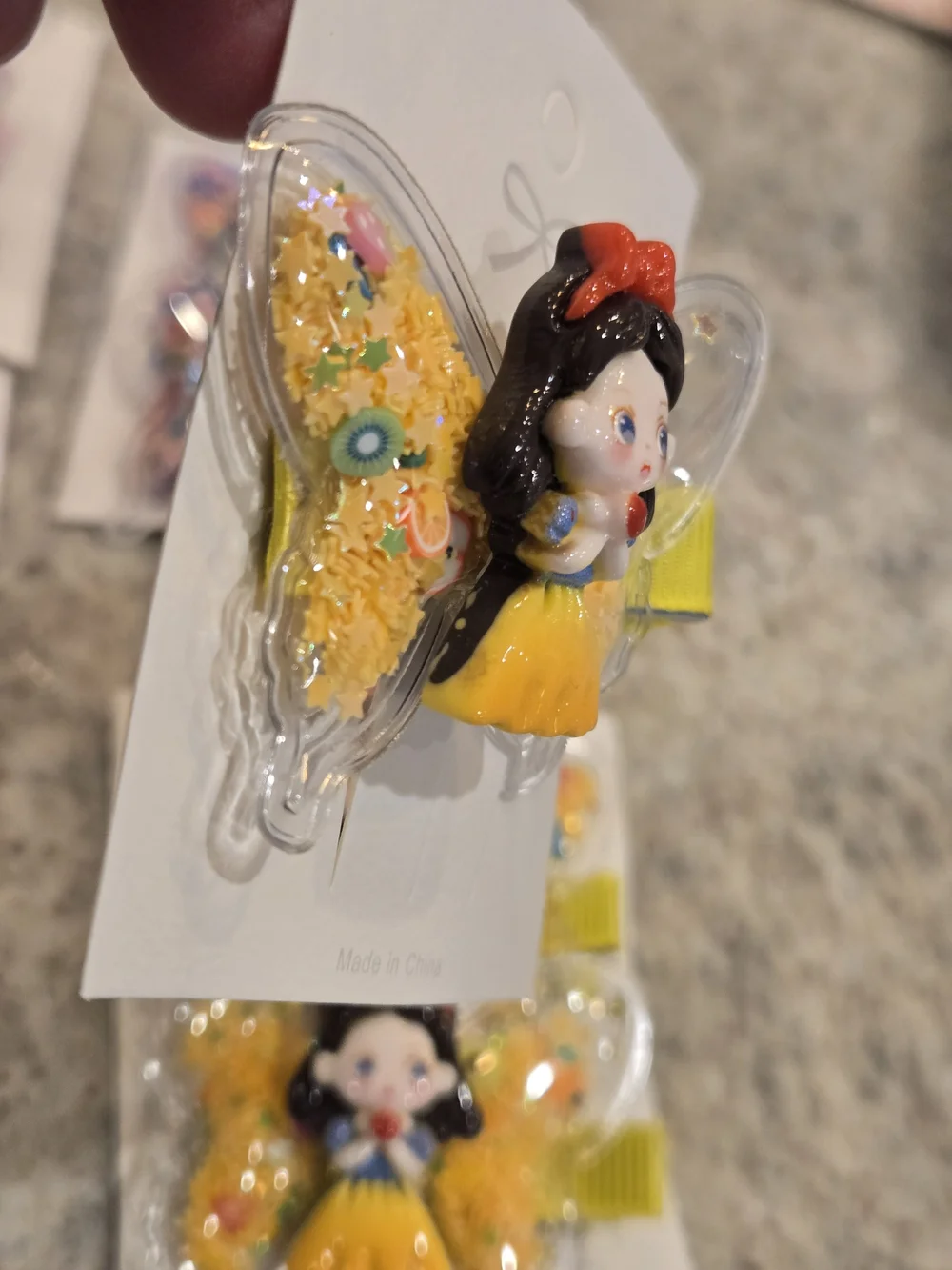 Princess Hair Clips Resin Charm with Glitter Stars